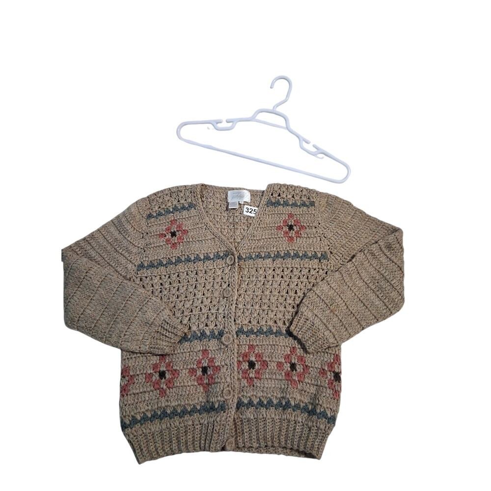 Y2k VTG Lord‎ & Taylor Wool Women size L Grandpa Fisherman Grannycore Cardigan - Picture 7 of 13